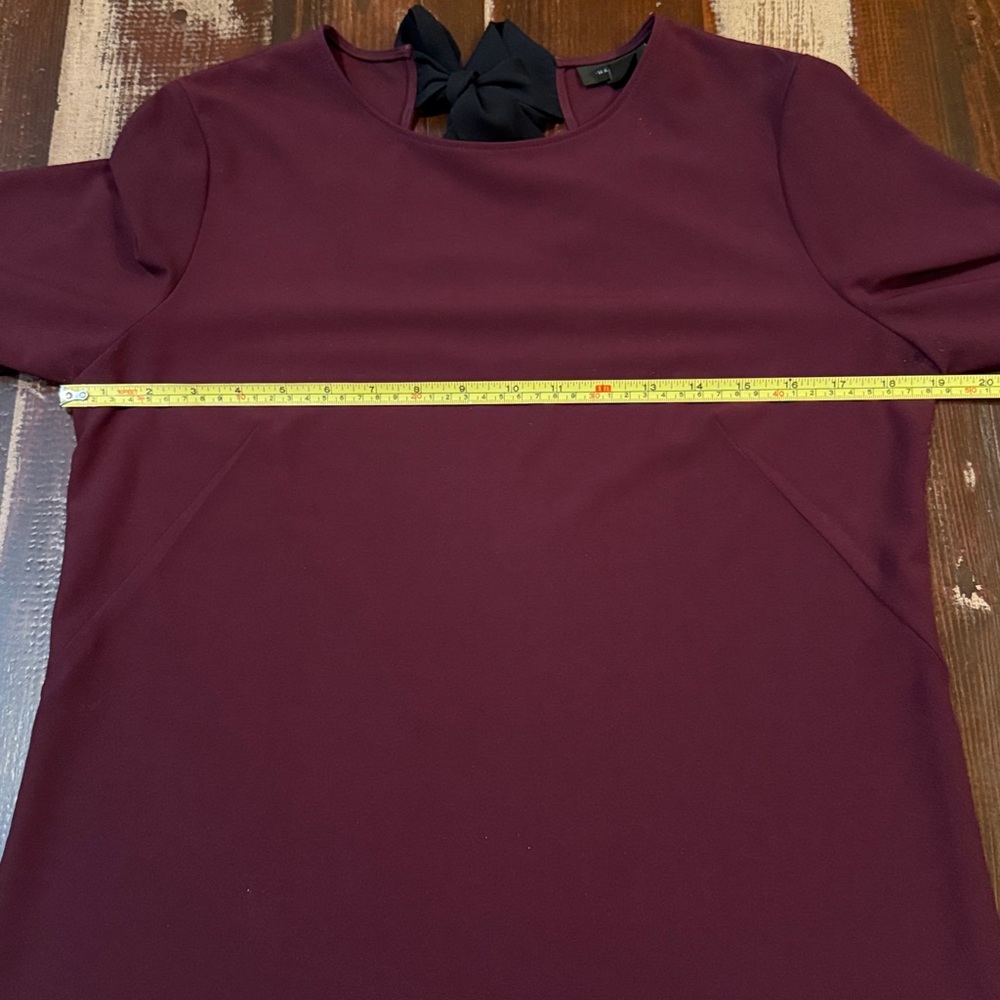 Halogen Burgundy Bell Sleeve Blouse with Black Neck Tie - Picture 10 of 10